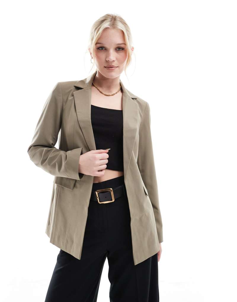 Miss Selfridge relaxed fit essential blazer khaki Miss Selfridge