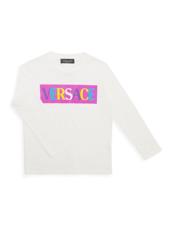 Т-shirt с длинным рукавом для девочек Versace с логотипом, 100% хлопок, итальянское качество Versace