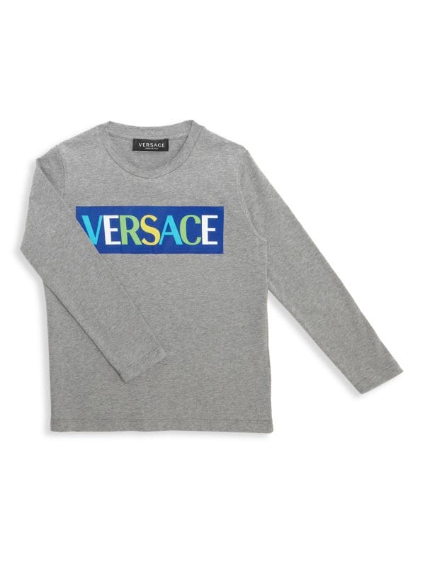 Т-shirt с длинным рукавом для девочек Versace с логотипом, 100% хлопок, итальянское качество Versace