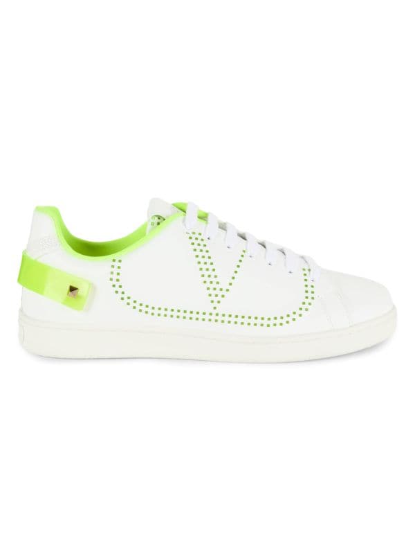 Кроссовки Valentino Garavani Low Top двухцветные из кожи с отделкой Rockstud Valentino Garavani