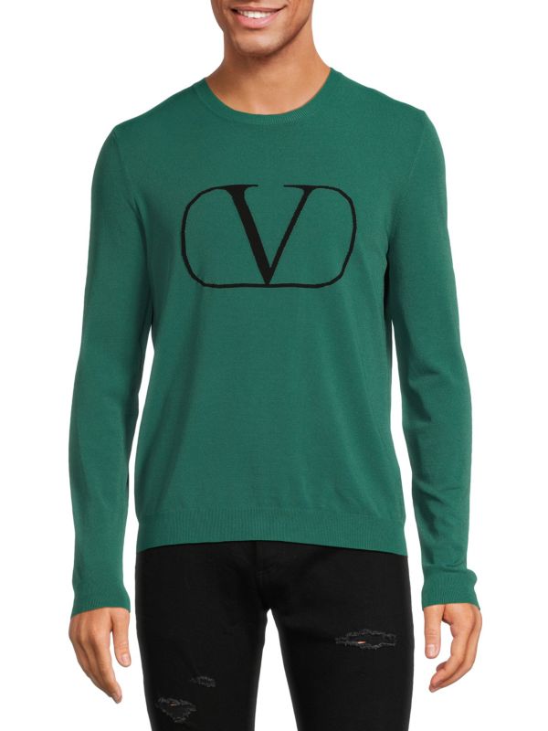 Пуловер Valentino с логотипом на груди, Crewneck, длинные рукава, 80% вискоза, 20% полиамид Valentino