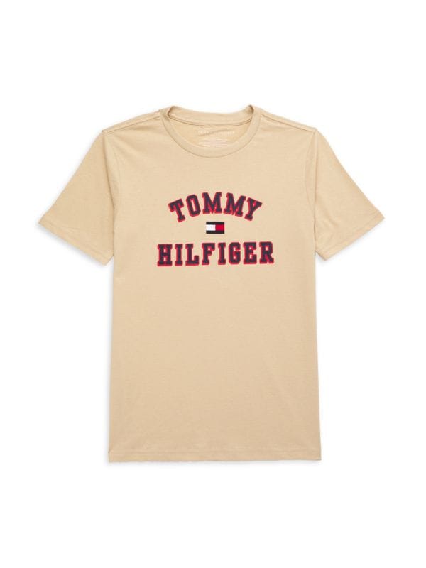 Футболка с логотипом для мальчиков Tommy Hilfiger, круглый вырез, 100% хлопок Tommy Hilfiger