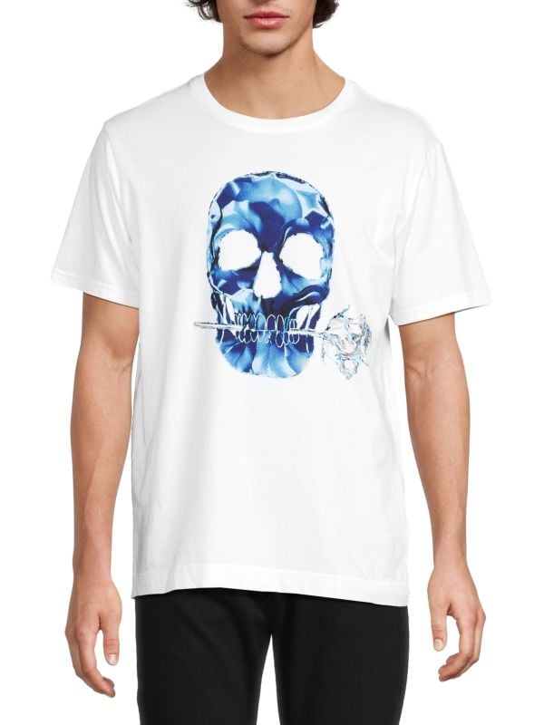 Футболка Duarte Skull из хлопка, с круглым вырезом и короткими рукавами, подходит для машинной стирки Robert Graham