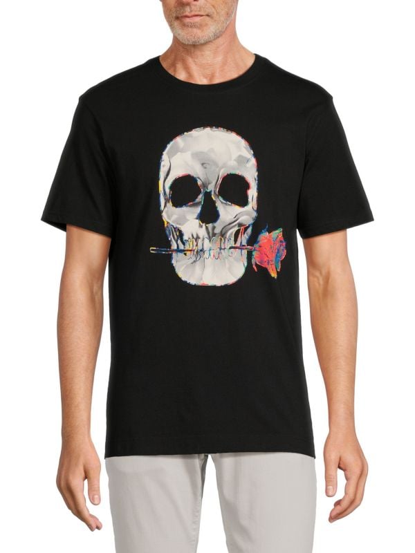 Футболка Duarte Skull из хлопка, с круглым вырезом и короткими рукавами, подходит для машинной стирки Robert Graham