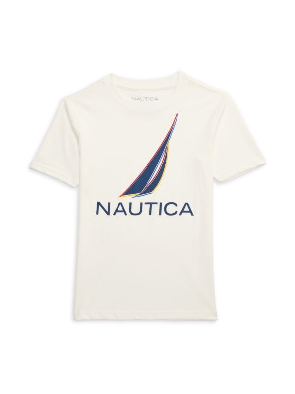 Детская футболка Nautica с логотипом, 100% хлопок, короткий рукав, машинная стирка Nautica