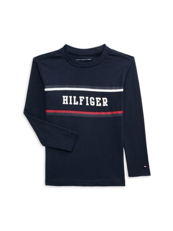 Футболка с логотипом для мальчиков Tommy Hilfiger, круглый вырез, длинные рукава, 100% хлопок Tommy Hilfiger