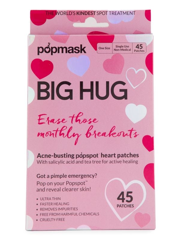 Патчи от прыщей Big Hug: 45 стикеров в форме сердечек, 14 мм Popmask