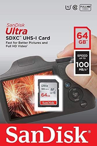 SanDisk 64GB Ultra SD Memory Card for Nikon Coolpix L340, B500, A10, L32, S7000, A300, P900, Camera UHS-I Class 10 (SDSDUNR-064G-GN6IN) Bundle with Everything But Stromboli Memory Card Reader SanDisk