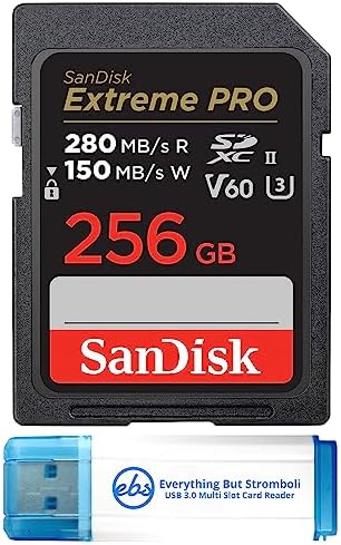 SanDisk 256GB Extreme Pro UHS-II SDXC Memory Card (SDSDXEP-256G-GN4IN) Bundle with 1 Everything But Stromboli SD Card Reader Everything But Stromboli