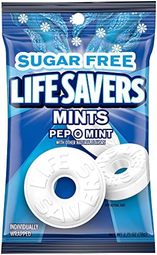 Леденцы Pep O Mint без сахара, 77 г, 0 г углеводов, на 40% меньше калорий Life Savers