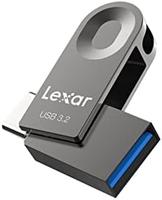 Lexar E32C 64GB Type-C USB Flash Drive, USB-A&USB-C 3.2 Gen 1 Dual Drive OTG 100MB/s Read, Thumb Drive Swivel Design Jump Drive for USB 3.0/2.0, Memory Stick for Android Smartphone, Laptop, PC Lexar