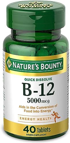 Витамин B12, двойные таблетки, 5000 мкг, поддержка обмена энергии и здоровья нервной системы, 30 шт Nature's Bounty