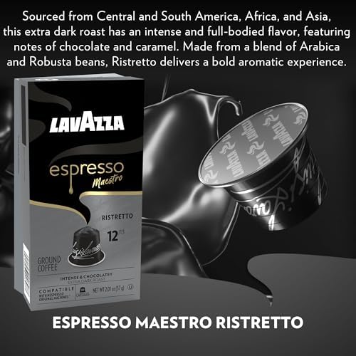 Капсулы эспрессо Ristretto 60 шт, темная обжарка, смесь арабики и робусты, совместимые с Nespresso* Lavazza