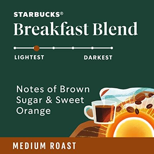 Starbucks Whole Bean Coffee, Medium Roast Coffee, Breakfast Blend, 100% Arabica, 6 bags (12 oz) Starbucks