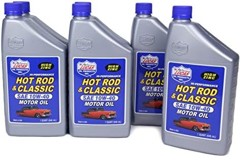 Lucas Oil 10688 Hot Rod & Classic Car SAE 10W-40 Motor Oil - 1 Quart (Pack of 6) Lucas Oil