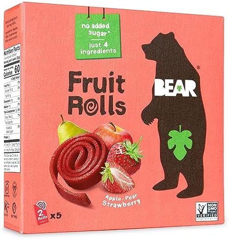 Bear Strawberry Fruit Rolls, 5 Count, 7 Ounce Bear