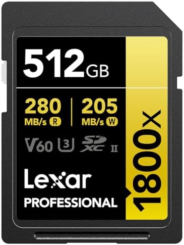 Lexar Gold Series Professional 1800x 512GB SDXC UHS-II U3 Memory Card Lexar