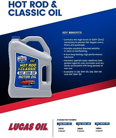 Lucas Oil 10683 Hot Rod & Classic Car SAE 10W-40 Motor Oil - 5 Quart Lucas Oil