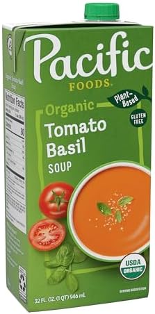 Pacific Foods Organic Tomato Basil Soup, Plant Based, 32 oz Carton Pacific Foods