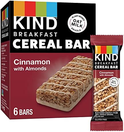 KIND Breakfast Cereal Bars, Gluten Free Snacks, Cinnamon with Almonds, 9.3oz Box (6 Bars) Kind