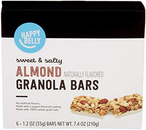 Amazon Brand - Happy Belly Sweet & Salty, Almond Granola Bars, 1.2 Oz, 6 Count Amazon Fresh