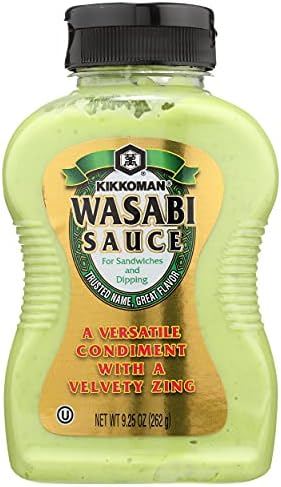 Kikkoman – Wasabi Sauce Great for Sandwiches & Dipping - All-Purpose Seasoning Spiciness Dishes Sushi, Sashimi – Sealed Packed Bottle - 9.25 oz (Pack of 1), Green Kikkoman