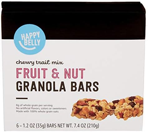 Amazon Brand - Happy Belly Fruit & Nut Chewy Trail Mix Granola Bars, 6 Count Happy Belly