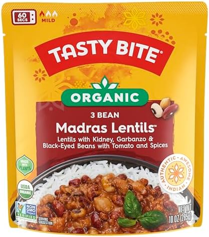 TASTYBITE Organic Three Bean Madras Lentils, 10 OZ Tasty Bite