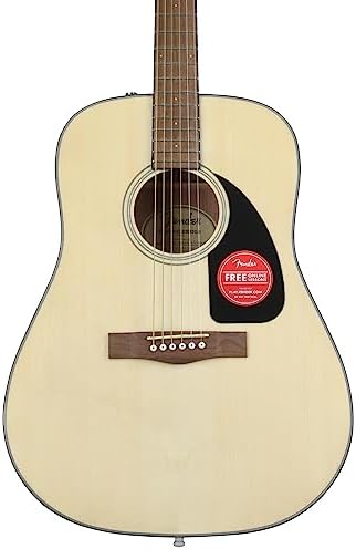 Fender Acoustic Guitar, with 2-Year Warranty, CD-60 Dreadnought V3 Classic Design with Rounded Walnut Fingerboard and Alloy Steel Strings, Glossed Black Finish, Spruce Top, Includes Hard-Shell Case Fender