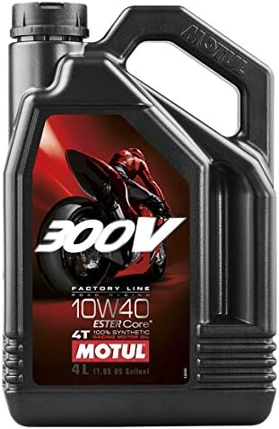 Motul 104121 300V Factory Line 4T 10W-40 100% Synthetic Engine Oil 4 Liters Ester Core Technology Racing Motorcycle Motor Lubricant Motul