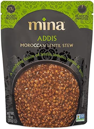 Mina Harira, Moroccan Chickpea & Lentil Soup, Ready to Eat Meals,10 oz Gluten Free Soup, High In Plant Based Protein, Microwavable Soup, Vegan, Non-GMO, Packaged Meals & Side Dishes (Pack of 6) Mina