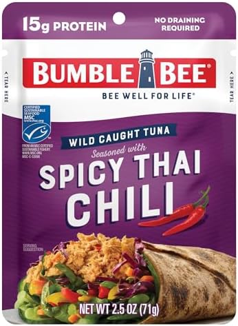 Bumble Bee Applewood Smoke Seasoned Tuna, 2.5 oz Pouch - Ready to Eat - Wild Caught Tuna Packet - 15g Protein per Serving - Gluten Free Bumble Bee