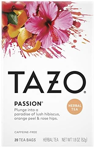 Травяной чай TAZO Passion 20 пакетиков, без кофеина, для горячего и холодного заваривания Tazo