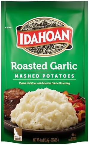 Idahoan Mashed Potatoes, Roasted Garlic, 4 oz Idahoan