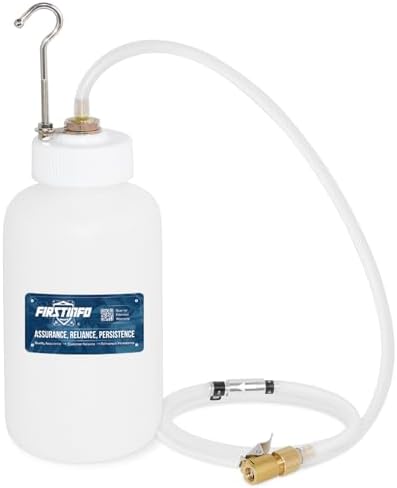 FIRSTINFO Brake Service Brake Fluid Bleeder Bottle/Receiver with Non-Return Check Valve + Hook Fixed (33 Oz / 1 Liter/Fixing Clamp) Firstinfo Tools Fit Your Needs