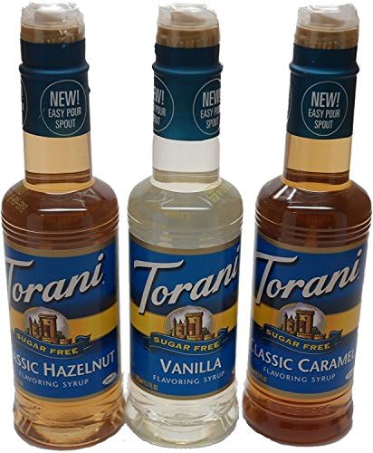 Torani Sugar Free Vanilla, Classic Hazelnut, & Caramel 12.7 Oz (Variety Pack of 3) Torani