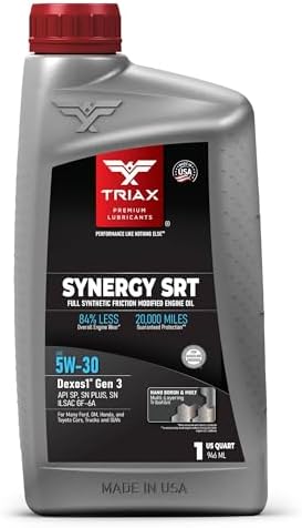 TRIAX Synergy SRT 5W-30 - Премиальное синтетическое моторное масло, 20K миль, API SP, защита от износа до 3 раз, 1 Л Triax