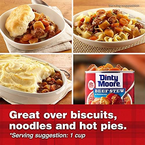 DINTY MOORE Beef Stew, 15 oz (8 Pack), Fully Cooked & Ready-To-Eat with Fresh Potatoes & Carrots, Gluten-Free, 10g Protein, No Preservatives, Perfect for Noodles, Biscuits & Hot Pies Dinty Moore