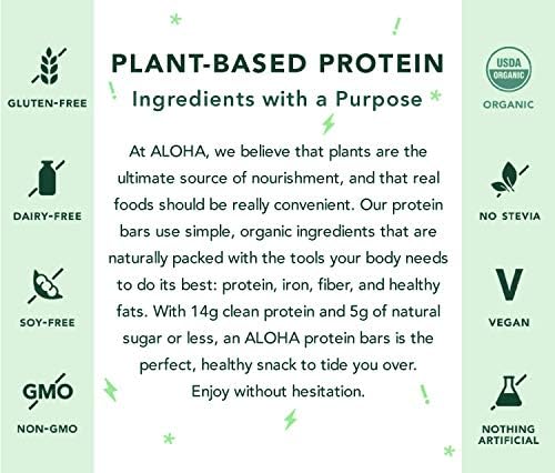 ALOHA Organic Plant-Based Protein bar, Chocolate Chip Cookie Dough, 1.98 Oz Aloha