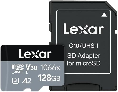 Lexar 64GB Professional 1066x micro SD Card w/ SD Adapter, UHS-I, U3, V30, A2, Full HD, 4K, Up To 160/70 MB/s, for Action Cameras, Drones, Smartphones, Tablets, Nintendo-Switch (LMS1066064G-BNANU) Lexar