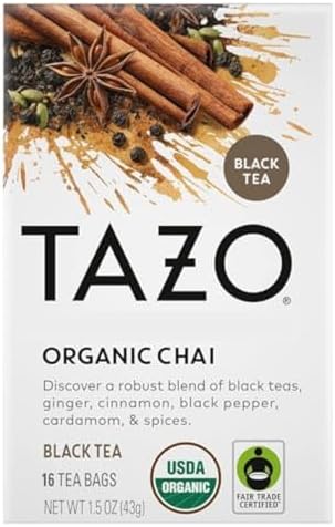 TAZO Tea, Organic Chai Black Tea Bags, 16 Total Tea Bags Tazo