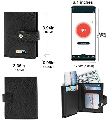 Anti-Lost Bluetooth Wallet Tracker & Finder, Slim Wallets for Men, Minimalist Mens Wallet Credit Card Holder Gifts with Box (Brown) SMART CC