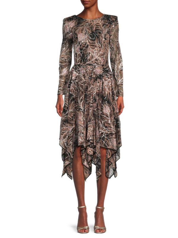 Love Glitter Pattern Silk Midi Dress Etro