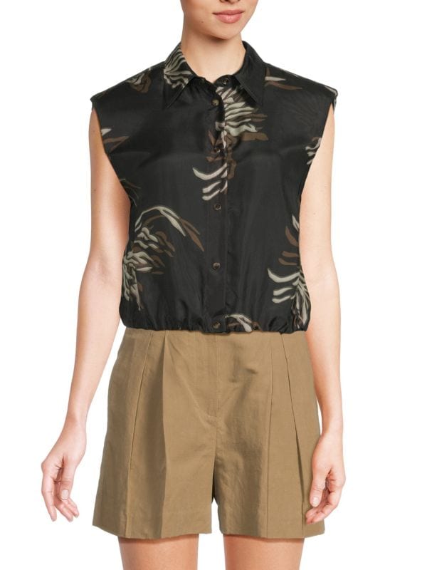 Print Silk Cropped Shirt Brunello Cucinelli