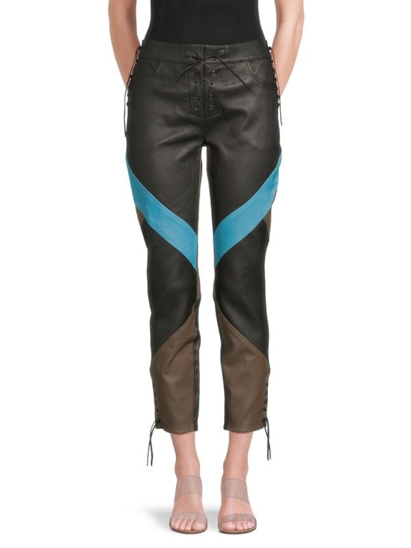 Colorblock Leather Ankle Pants Etro