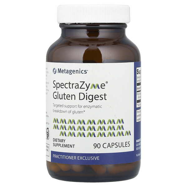 SpectraZyme® Gluten Digest 90 капсул - специализированная поддержка для расщепления глютена, без ГМО и вегетарианская Metagenics