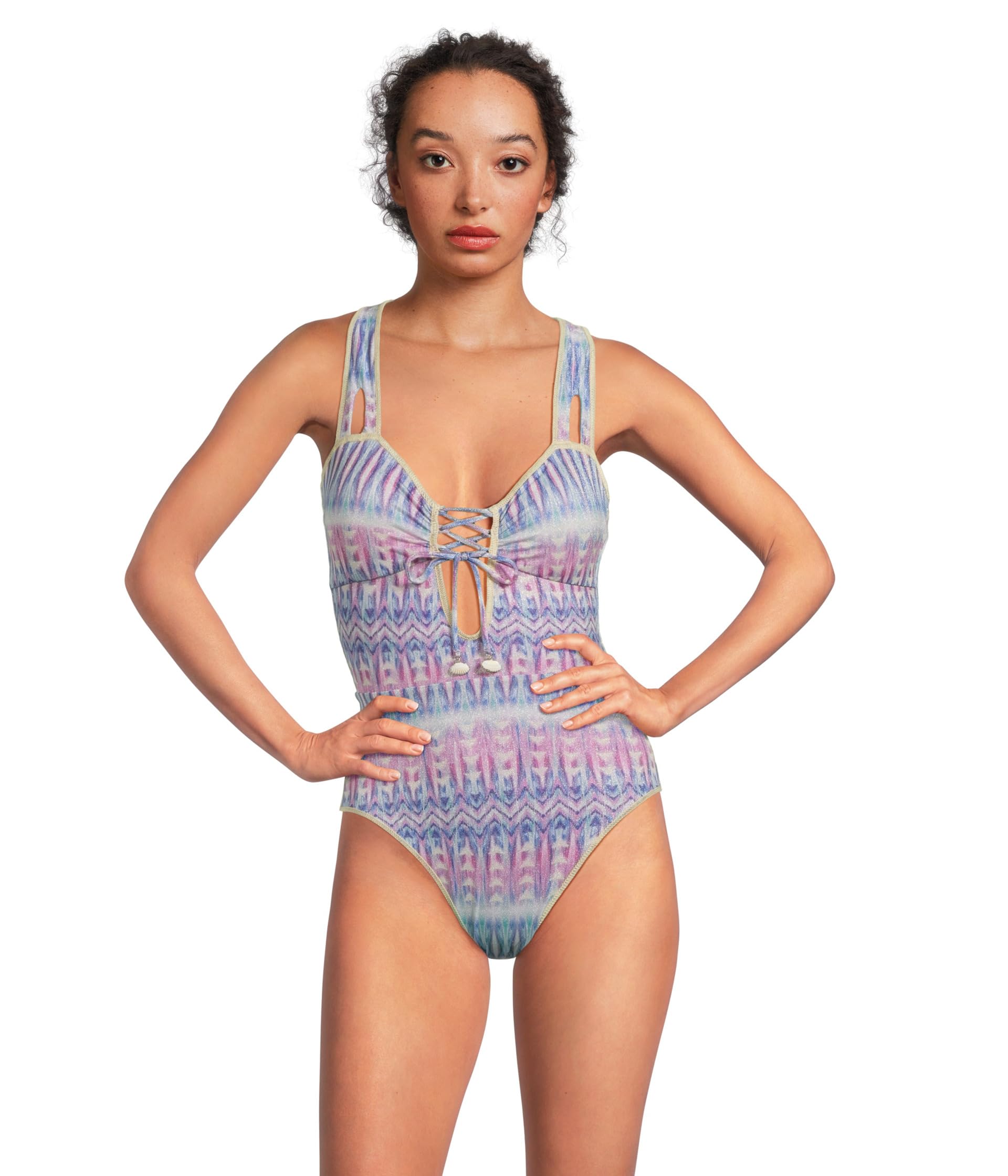 Tulum Kylam Metallic Bandeau One Piece Becca