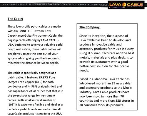 WORLDS BEST CABLES 3 Units - Lava Mini ELC (Black) - 11 Inch - Guitar Bass Effects Instrument, S-Shaped Patch Cable with Premium Gold Plated ¼ Inch (6.35mm), Right Angle Pancake Type TS Connectors WORLDS BEST CABLES