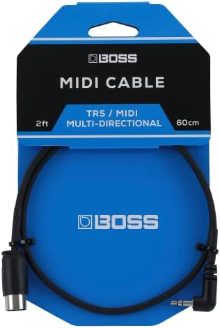 BOSS BMIDI-2-35 – 2ft / 60cm – Space-Saving 3.5mm TRS to Multi-Directional 5-Pin MIDI Cable – Provides Premium connectivity Pedals Boss