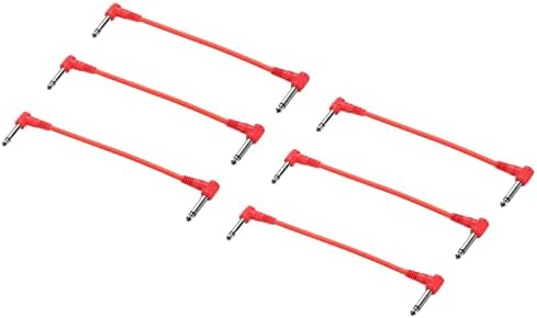 MECCANIXITY Guitar Patch Cables 1/4 Inch TRS Right Angle Pedal Instrument Cable for Guitar Effect Pedal Board Red 6 Pack Meccanixity